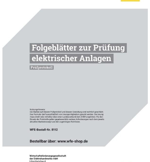 Folgeblätter zum Prüfprotokoll elektrischer Anlage