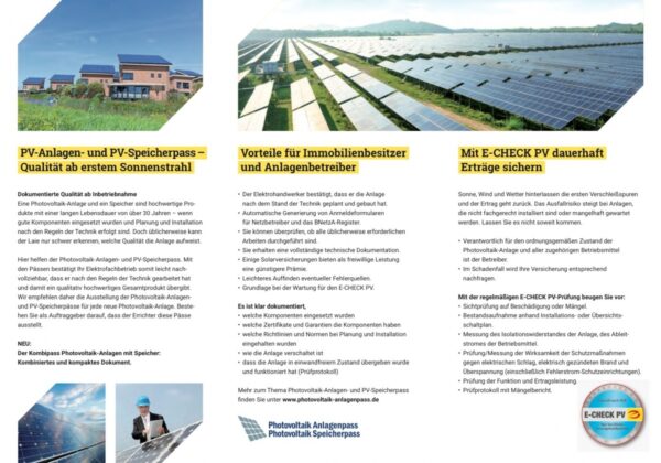 Flyer "PV-Anlagen - und PV-