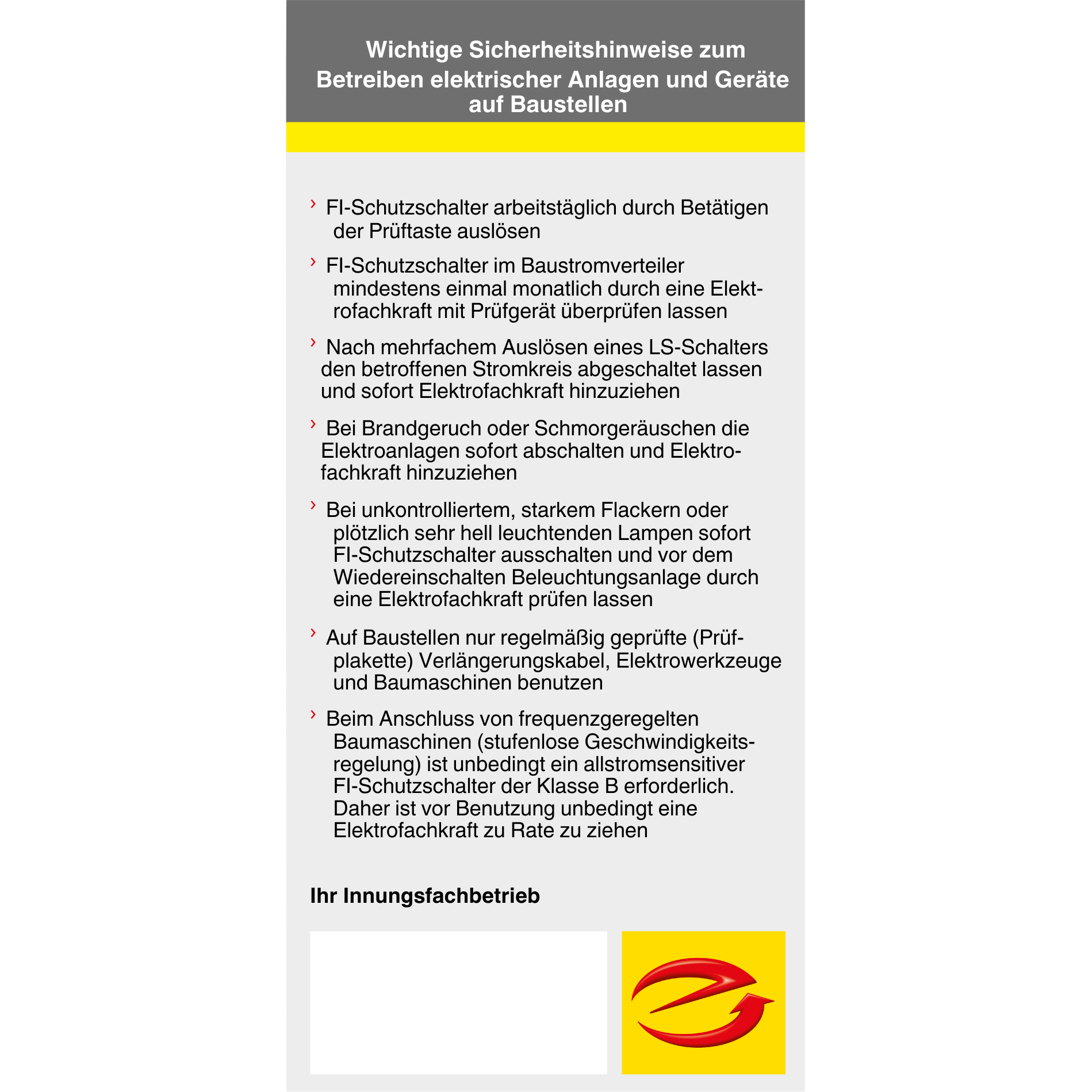 Sicherheitshinweis "Baustellen"