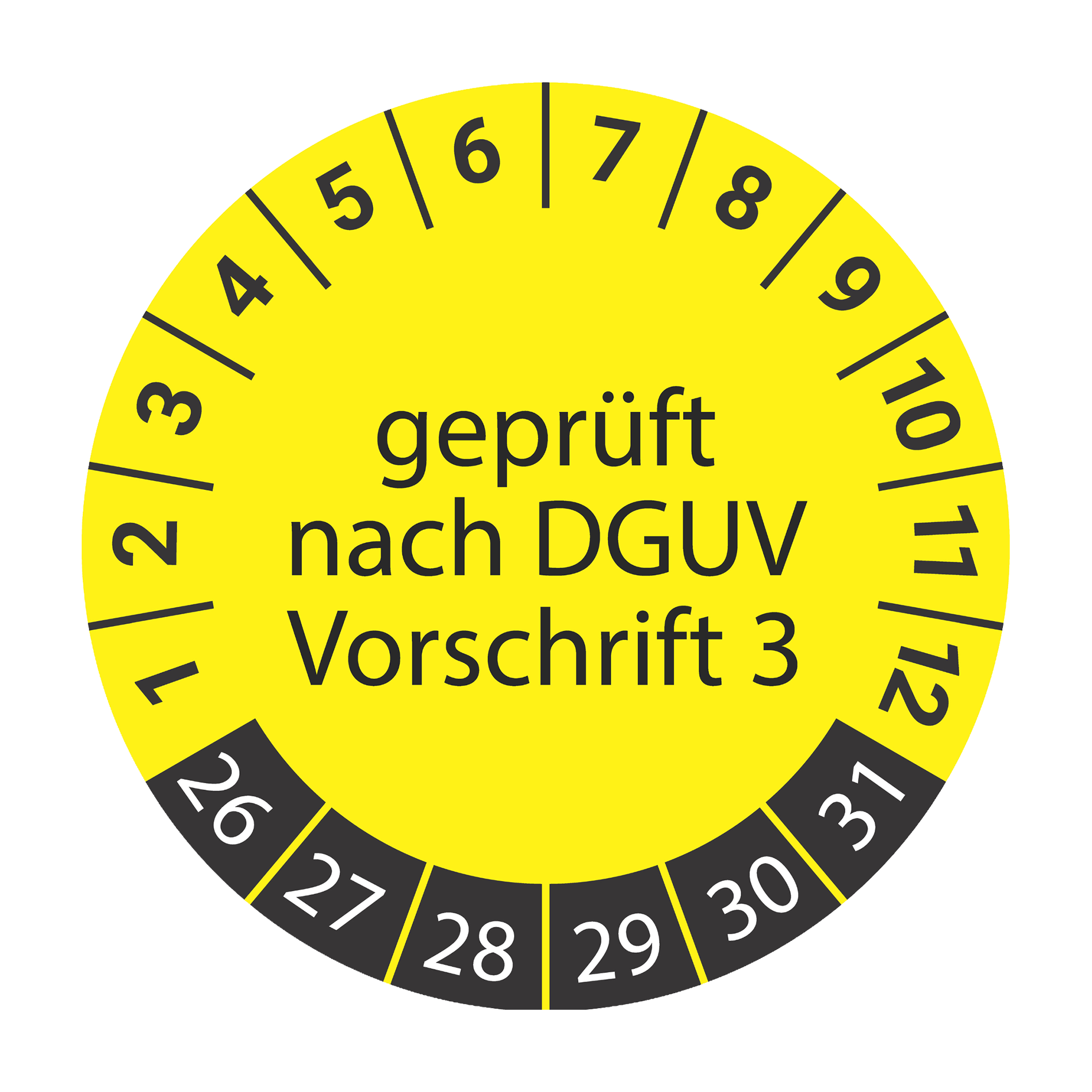 Prüfplakette DGUV Vorschrift 3